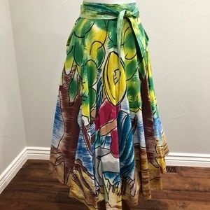 Rare 1950s Maya de Mexico hand painted skirt